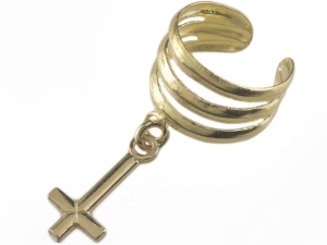 nausznica oponka złocona krzyż SREBRO 0,925