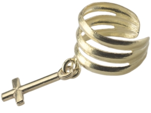 nausznica oponka złocona krzyż SREBRO 0,925