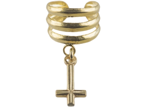 nausznica oponka złocona krzyż SREBRO 0,925