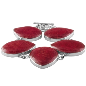 Bransoleta koralowiec naturalny. Srebro 0,925