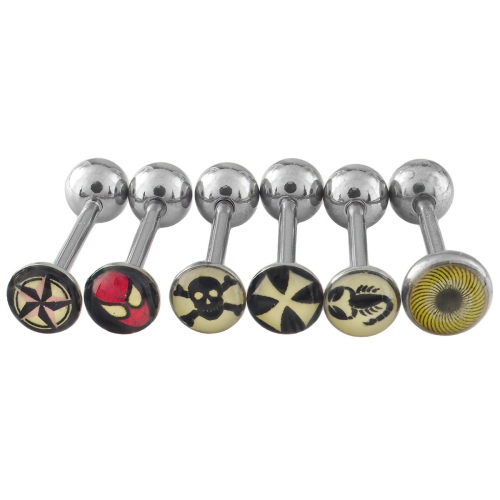 VERSIL kolczyki język logo 6 sztuk stal 316 L