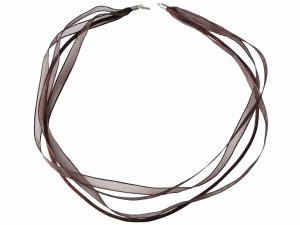 Naszyjnik wstążka ciemny brąz 45 cm. Zapięcia srebro 0,925