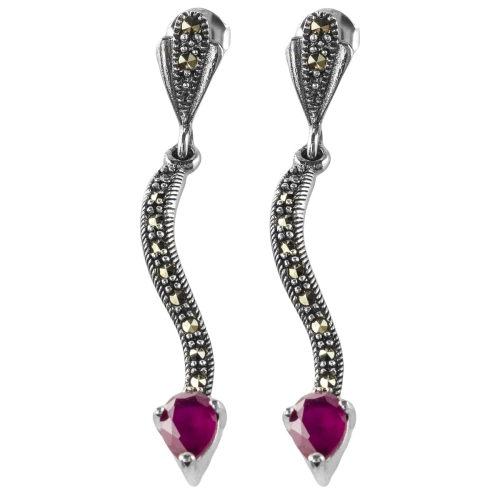 VERSIL kolczyki wiszące markazyty cyrkonia SREBRO 0,925