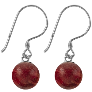 VERSIL kolczyki kulki koral naturalny SREBRO 0,925