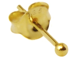 Kolczyk kulka 1,6 mm. ZŁOCONE srebro 0,925