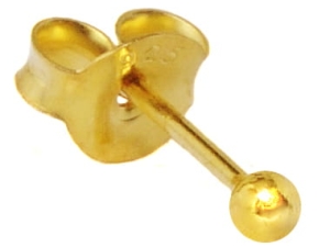 Kolczyk kulka 2.0 mm. ZŁOCONE srebro 0,925