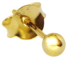 Kolczyk kulka 3.0 mm. ZŁOCONE srebro 0,925