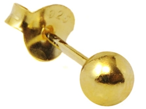 Kolczyk kulka 4,0 mm. ZŁOCONE srebro 0,925