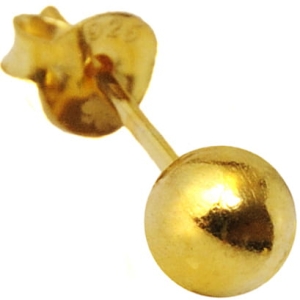 Kolczyk kulka 5,0 mm. ZŁOCONE srebro 0,925