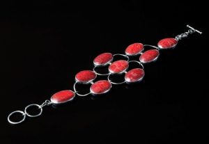 Bransoleta koralowiec naturalny. Srebro 0,925