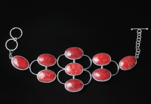 Bransoleta koralowiec naturalny. Srebro 0,925