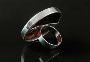 ERSIL pierścionek masa perłowa zebra SREBRO 925