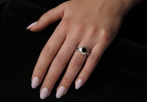 VERSIL pierścionek obrączka onyks SREBRO 0,925