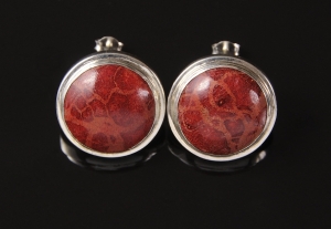 VERSIL kolczyki sztyft koralowiec SREBRO 0,925