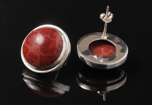 VERSIL kolczyki sztyft koralowiec SREBRO 0,925