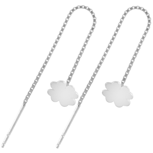 Kolczyki przeciągane koniczynki. Srebro 0,925