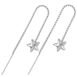 Kolczyki przeciągane gwiazdki. Srebro 0,925