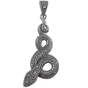 Wisior wąż z markazytami srebro 0,925