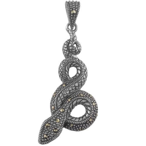 Wisior wąż z markazytami srebro 0,925