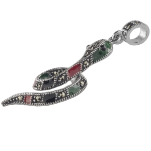 Wisior wąż z markazytami. Srebro 925