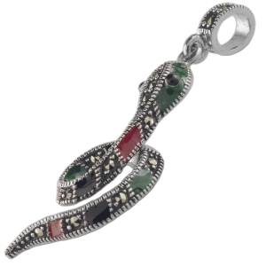 Wisior wąż z markazytami. Srebro 925