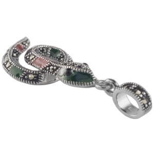 Wisior wąż z markazytami. Srebro 925