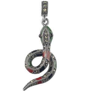 Wisior wąż z markazytami. Srebro 925