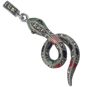 Wisior wąż z markazytami. Srebro 925