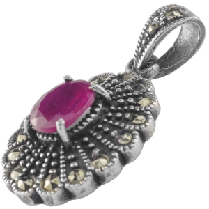 Wisior z cyrkonią i markazytami. Srebro 925