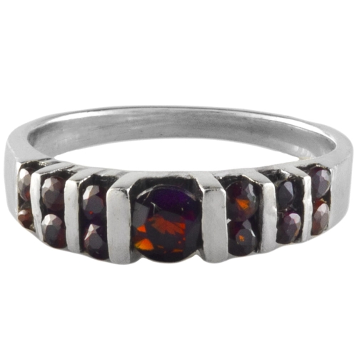 Pierścionek obrączka granaty SREBRO 0,925