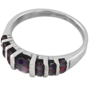 Pierścionek obrączka granaty SREBRO 0,925