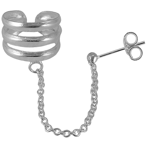 Kolczyk nausznica ażurowa z łańcuszkiem srebro 0,925