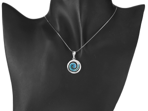 VERSIL wisior spirala opal niebieski SREBRO 925