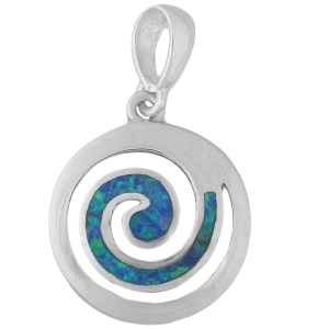 VERSIL wisior spirala opal niebieski SREBRO 925