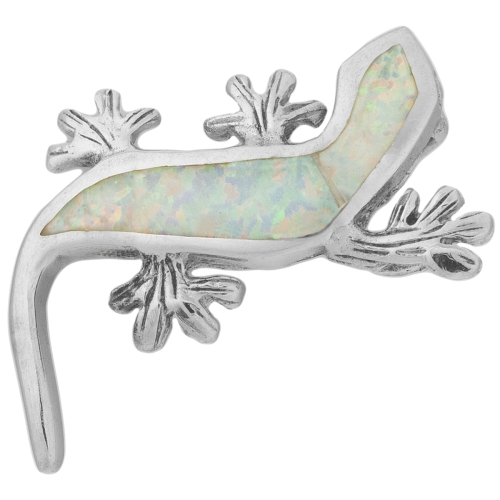 VERSIL wisior jaszczurka gekon opal biały SREBRO 925