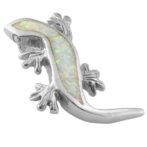 VERSIL wisior jaszczurka gekon opal biały SREBRO 925