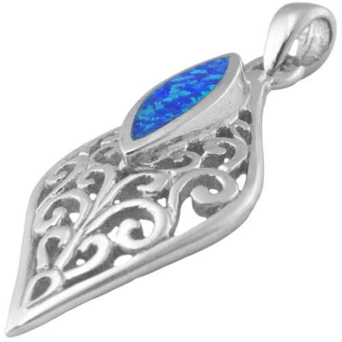 VERSIL wisior ażurowy opal niebieski SREBRO 925