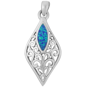 VERSIL wisior ażurowy opal niebieski SREBRO 925