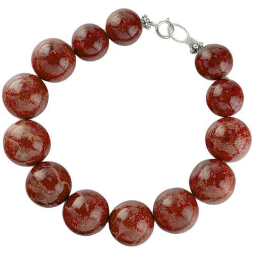 Bransoleta koralowiec naturalny. Srebro 0,925. Versil