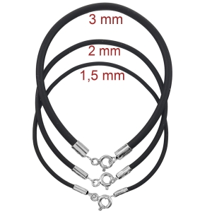 Naszyjnik srebro 925 rzemyk silikon 1,5 mm. Długości od 18 do 120 cm do wyboru - VERSIL