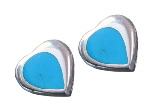 Kolczyki z turkusem serca. Srebro 0,925