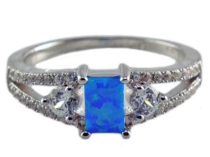 VERSIL pierścionek niebieski opal i cyrkonie SREBRO 925