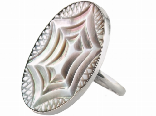 VERSIL pierścionek regulowany muszla SREBRO 925