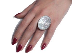 VERSIL pierścionek regulowany muszla SREBRO 925