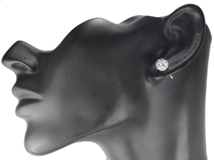 Kolczyki cyrkonia na sztyft 8 mm.  Kolor biały.