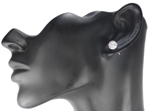 Kolczyki cyrkonia na sztyft 8 mm.  Kolor biały opalizujący.