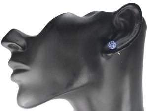 Kolczyki cyrkonia na sztyft 8 mm. Kolor niebieski.