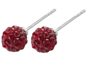 Kolczyki cyrkonia na sztyft 8 mm. Kolor czerwony.