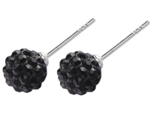 Kolczyki cyrkonia na sztyft 8 mm.  Kolor czarny.