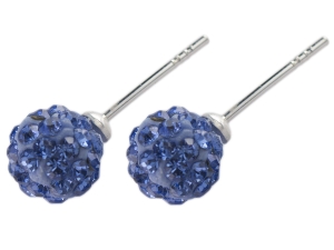 Kolczyki cyrkonia na sztyft 8 mm. Kolor niebieski.